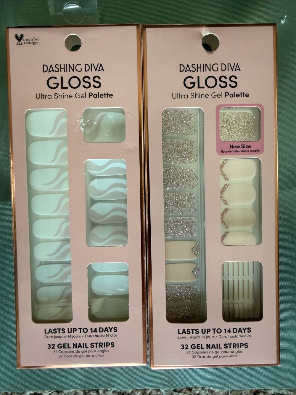 Dashing Diva Gloss Ultra Shine Gel Nail Strips - white waves + Glitter